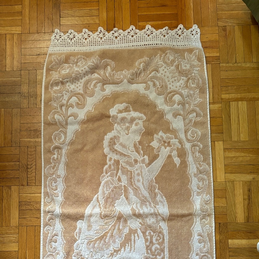 Vintage Hand-Crocheted, 100% Cotton Victorian Lady Terry Towel